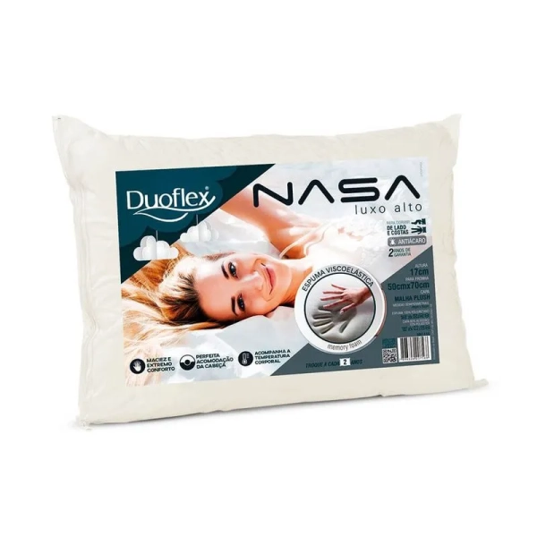 travesseiro Nasa Luxo Viscoelástico 50 X 70 Cm Duoflex