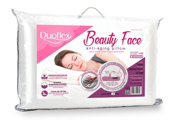 Travesseiro Nasa Beauty Face Pillow Duoflex  Tecnologia Nasa, Anti-rugas E Conforto Terapêutico - Com Capa De Cetim