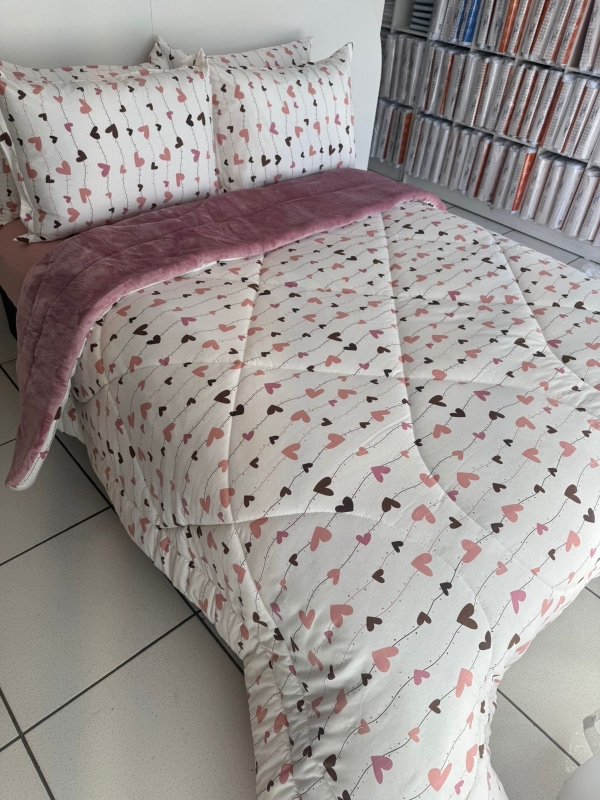 Coberdrom Malha Coração 100% algodão - Plush Liso