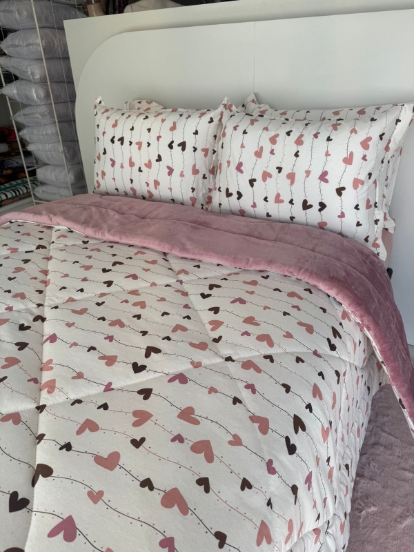 Coberdrom Malha Coração 100% algodão - Plush Liso - Imagem 7