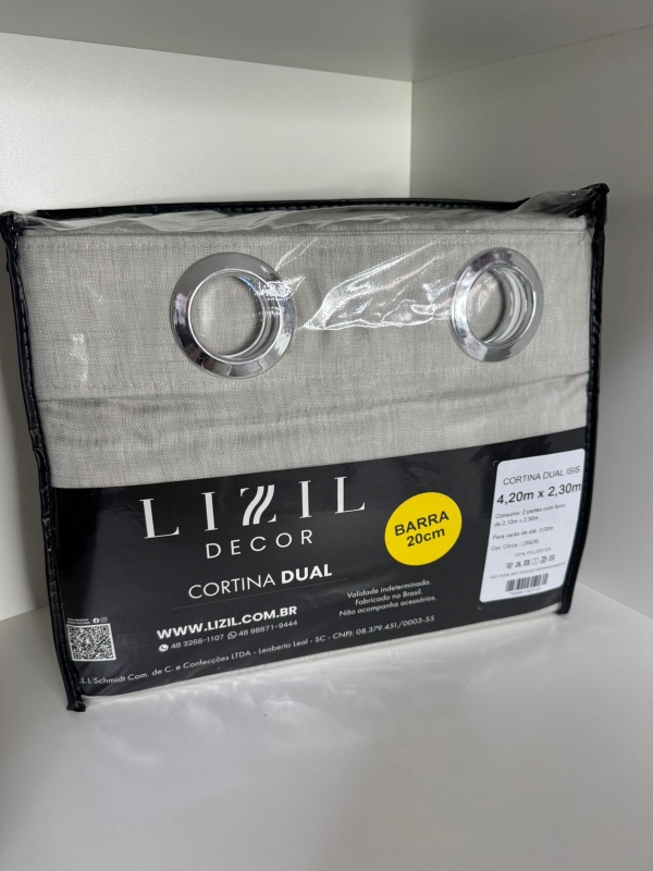 Cortina Lizil Decor 4,20 x 2,30 Cinza