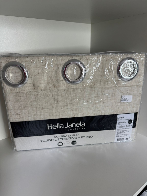 Cortina Bella Janela 4,20 x 2,50 linen bege