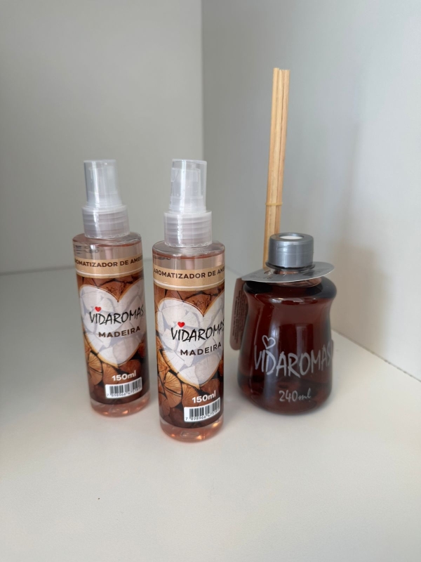 Kit 3 Vidaromas Aromatizador de varetas +2 aromatizar de ambientes Madeiras