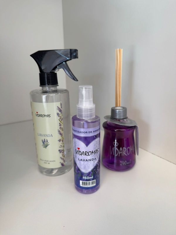 Kit 3 Vidaromas Aromatizador de varetas +2 aromatizar de ambientes Lavanda